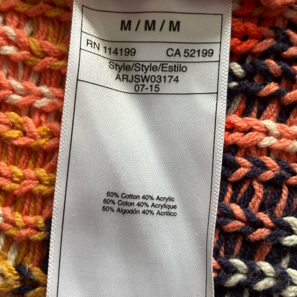 Roxy creamy open Cardigan with Colorful Fringe 60% cotton 40% Acrylic size m - Picture 10 of 10